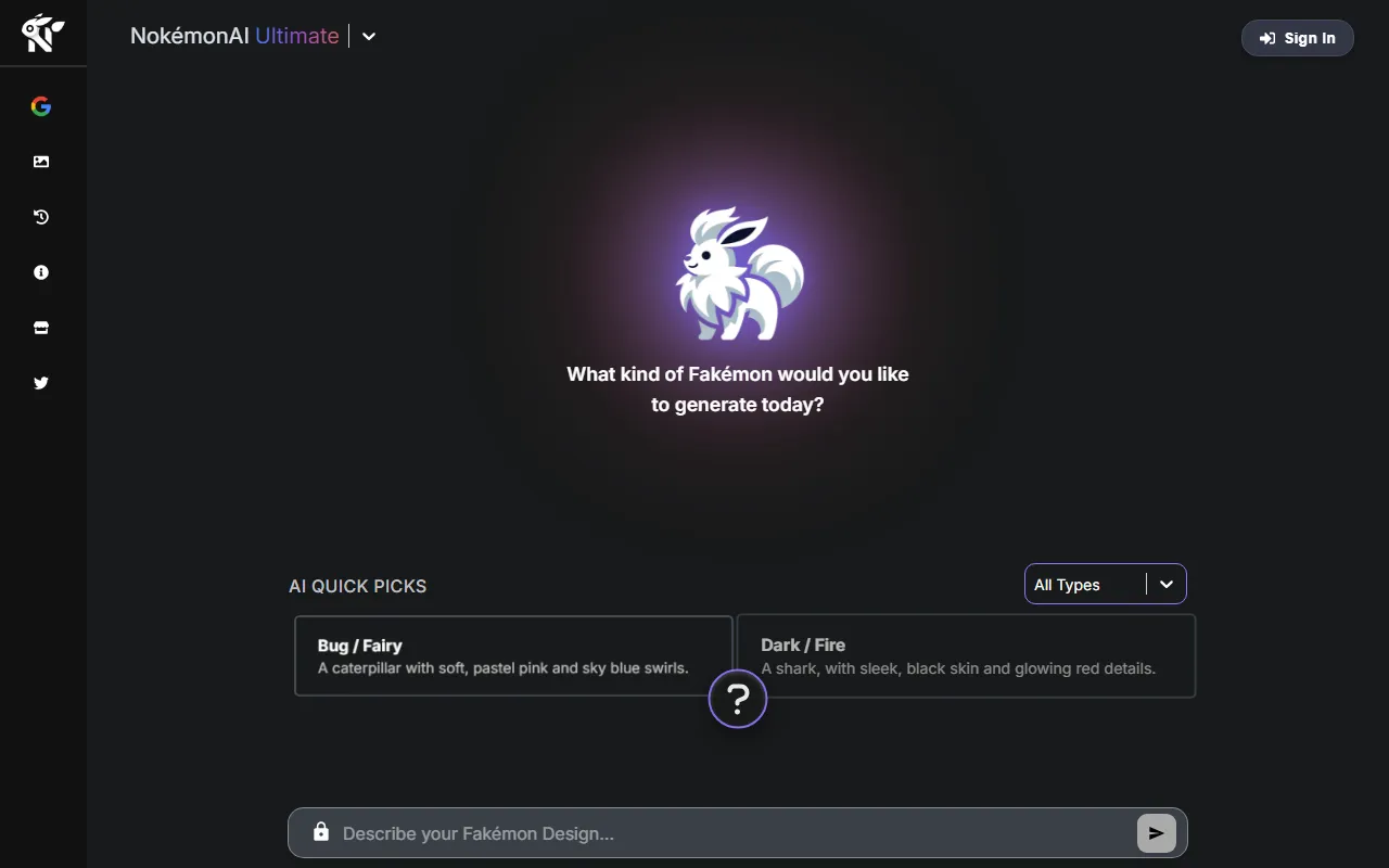 AI Pokemon generator screenshot