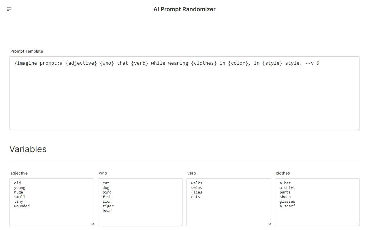 AI Prompt Randomizer screenshot