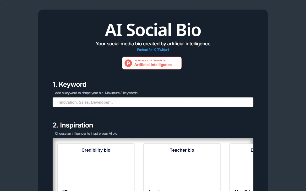 AI Social Bio screenshot