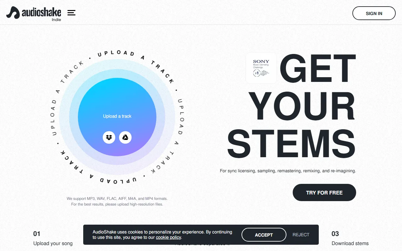 Audioshake screenshot