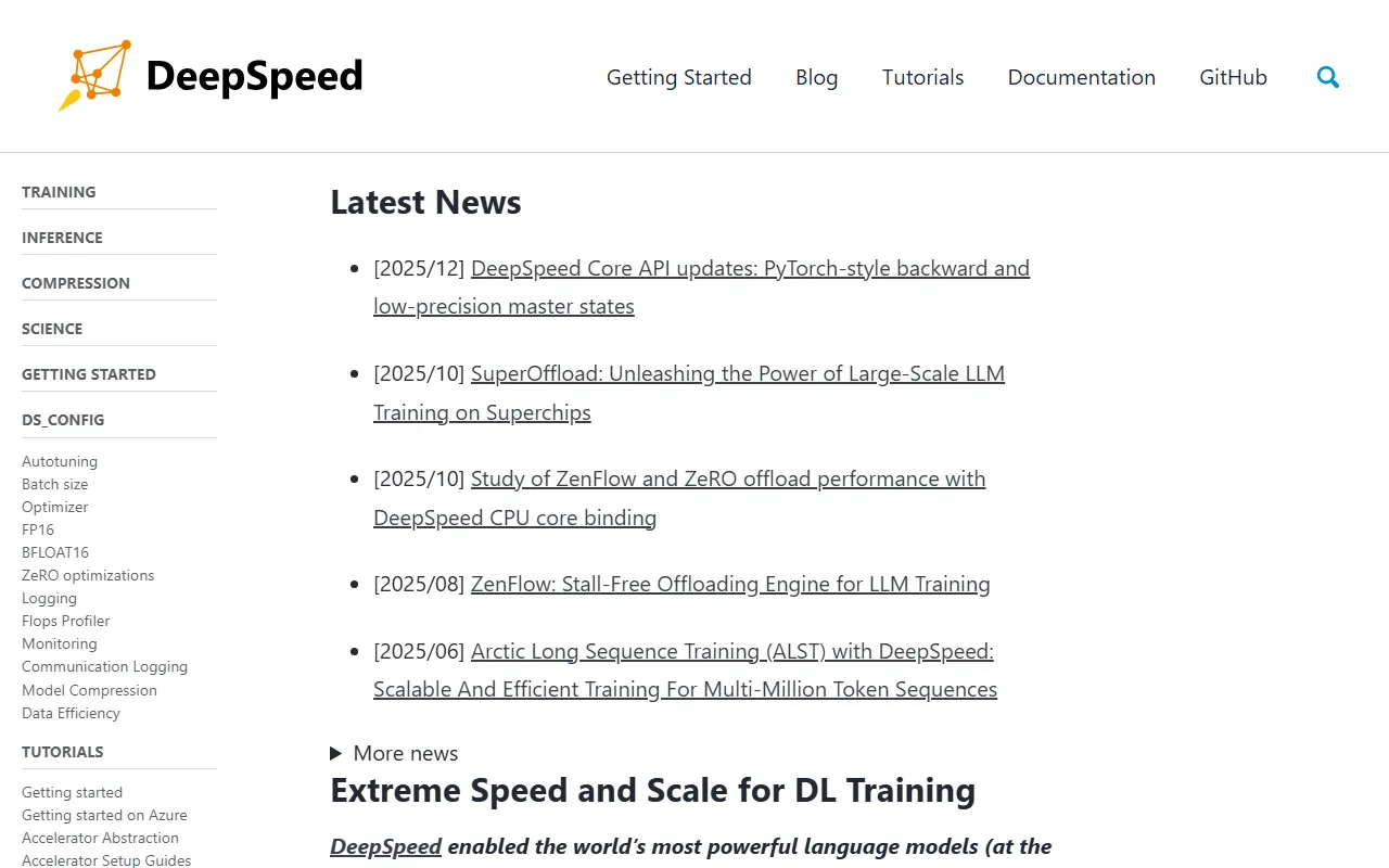 DeepSpeed screenshot