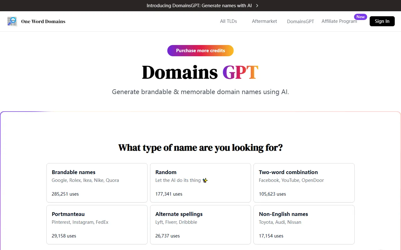 DomainsGPT screenshot