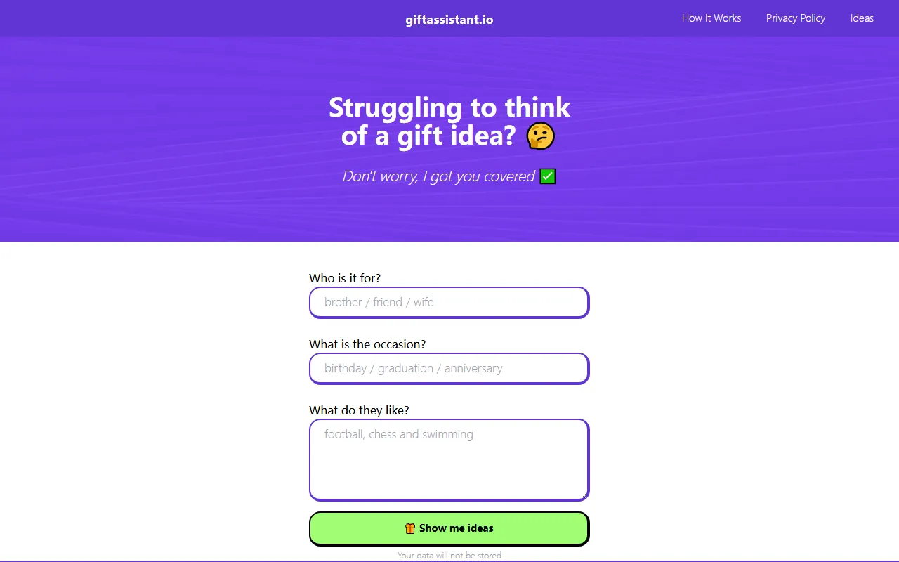 GiftAssistant.io screenshot