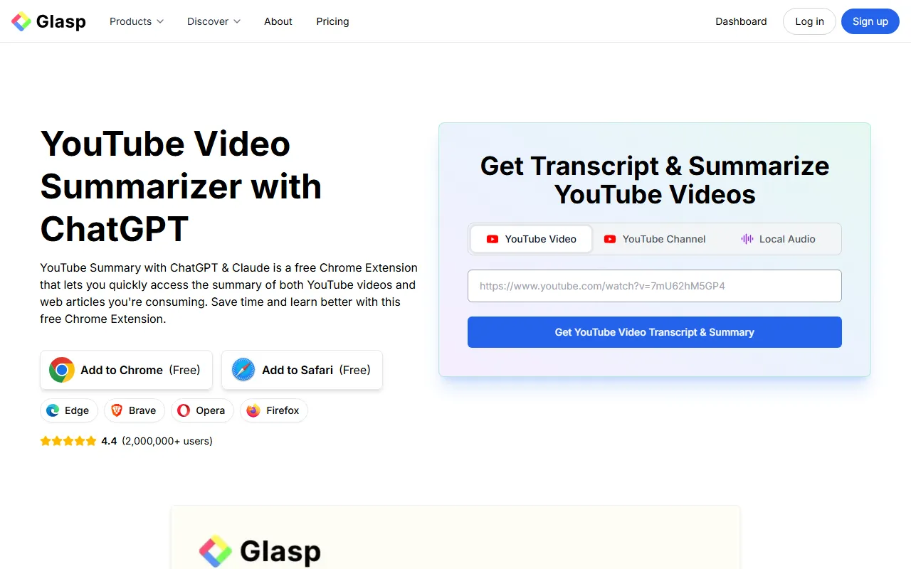 Glasp YouTube Summarizer screenshot