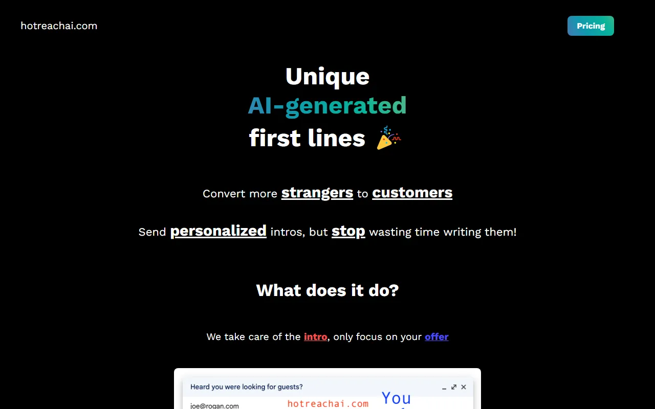 Hotreachai screenshot