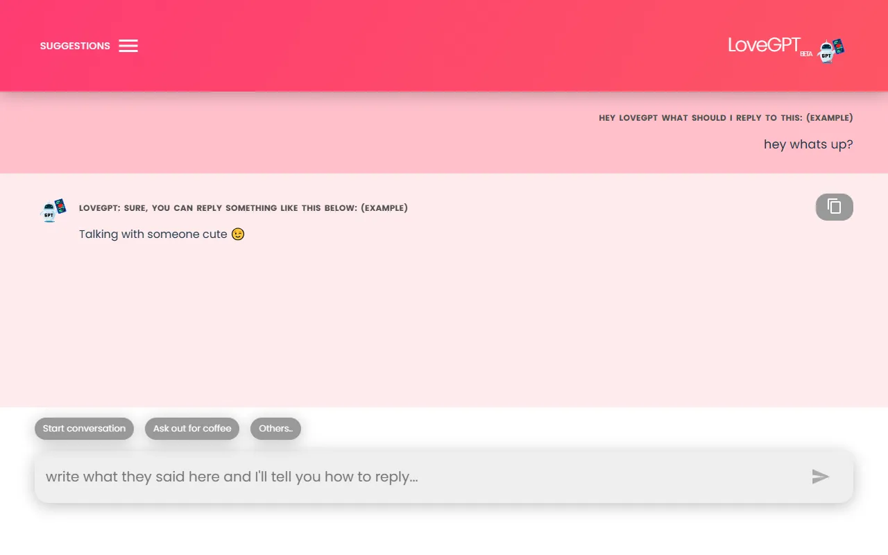 LoveGPT screenshot