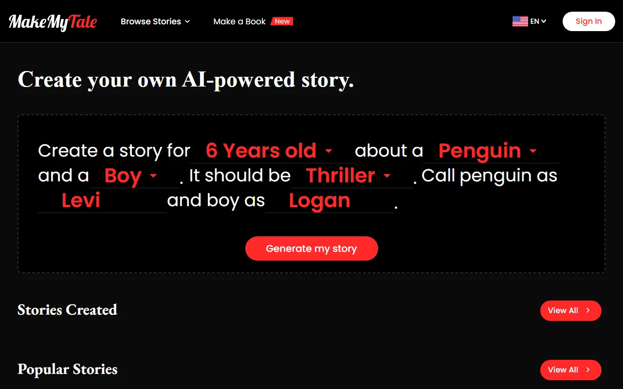 MakeMyTale screenshot