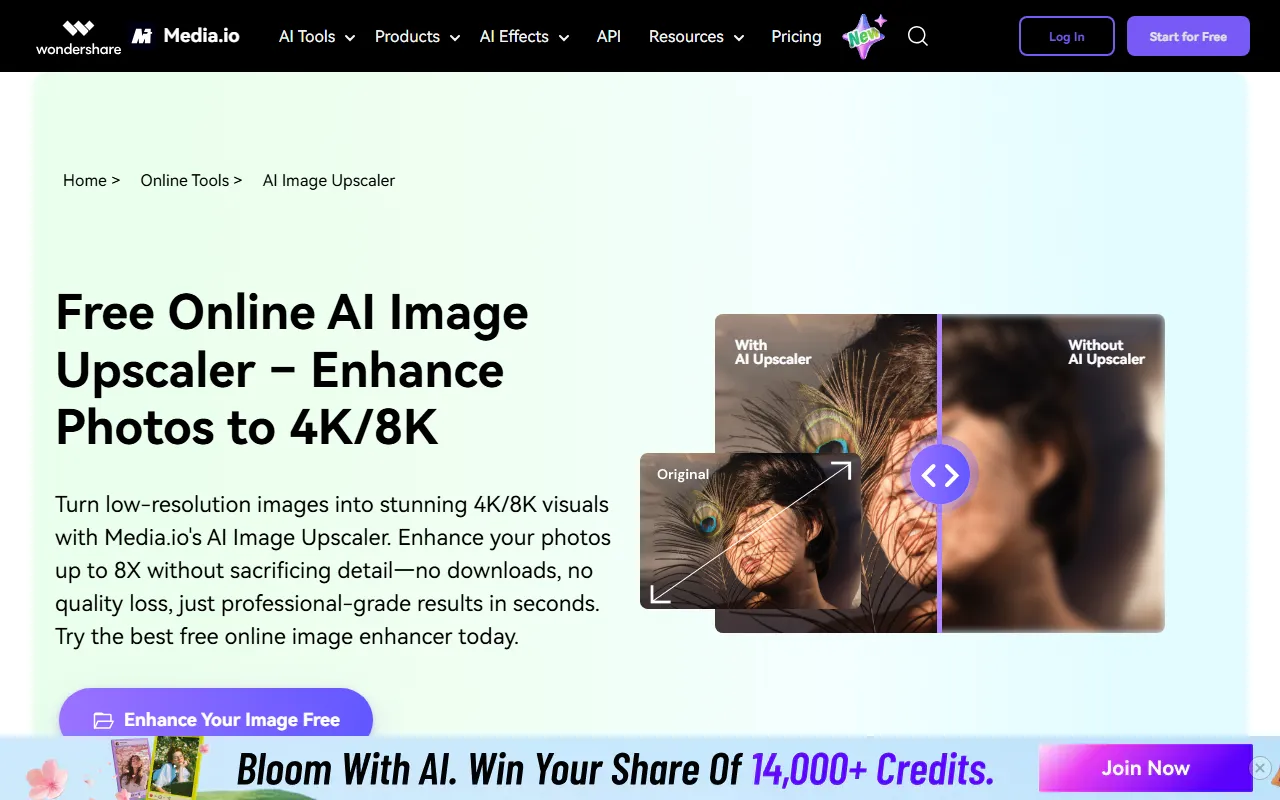 Media.io AI Image Upscaler screenshot