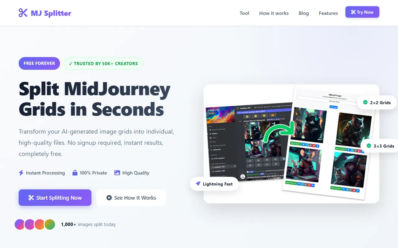 Midjourney Grid Splitter screenshot