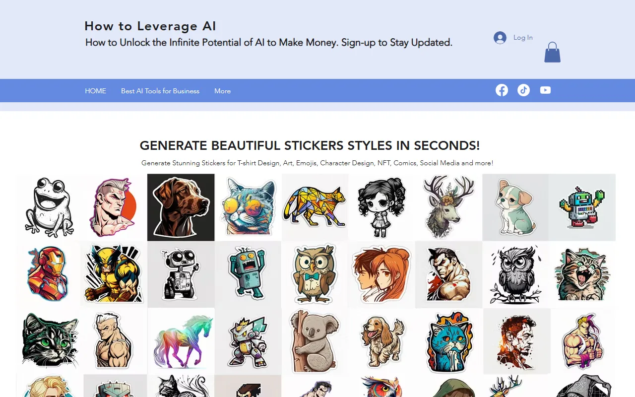 Midjourney Sticker Prompt Generator screenshot