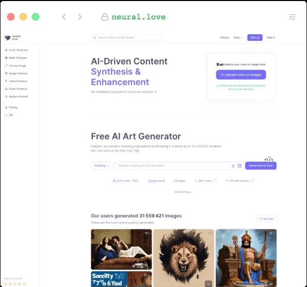 Neural.love Art Generator screenshot