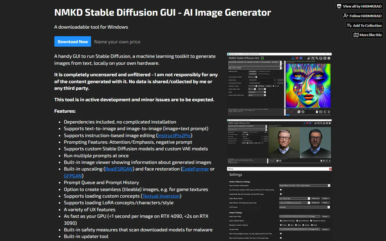 NMKD Stable Diffusion screenshot