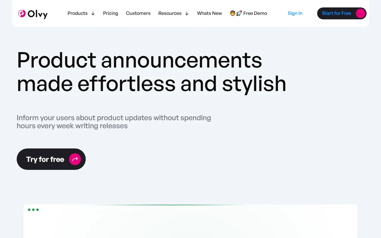Olvy Changelogs screenshot