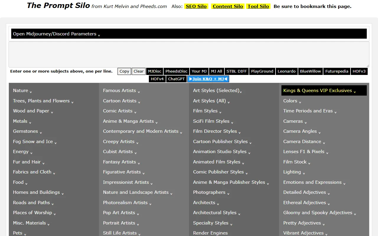 Pheeds Prompt Silo screenshot