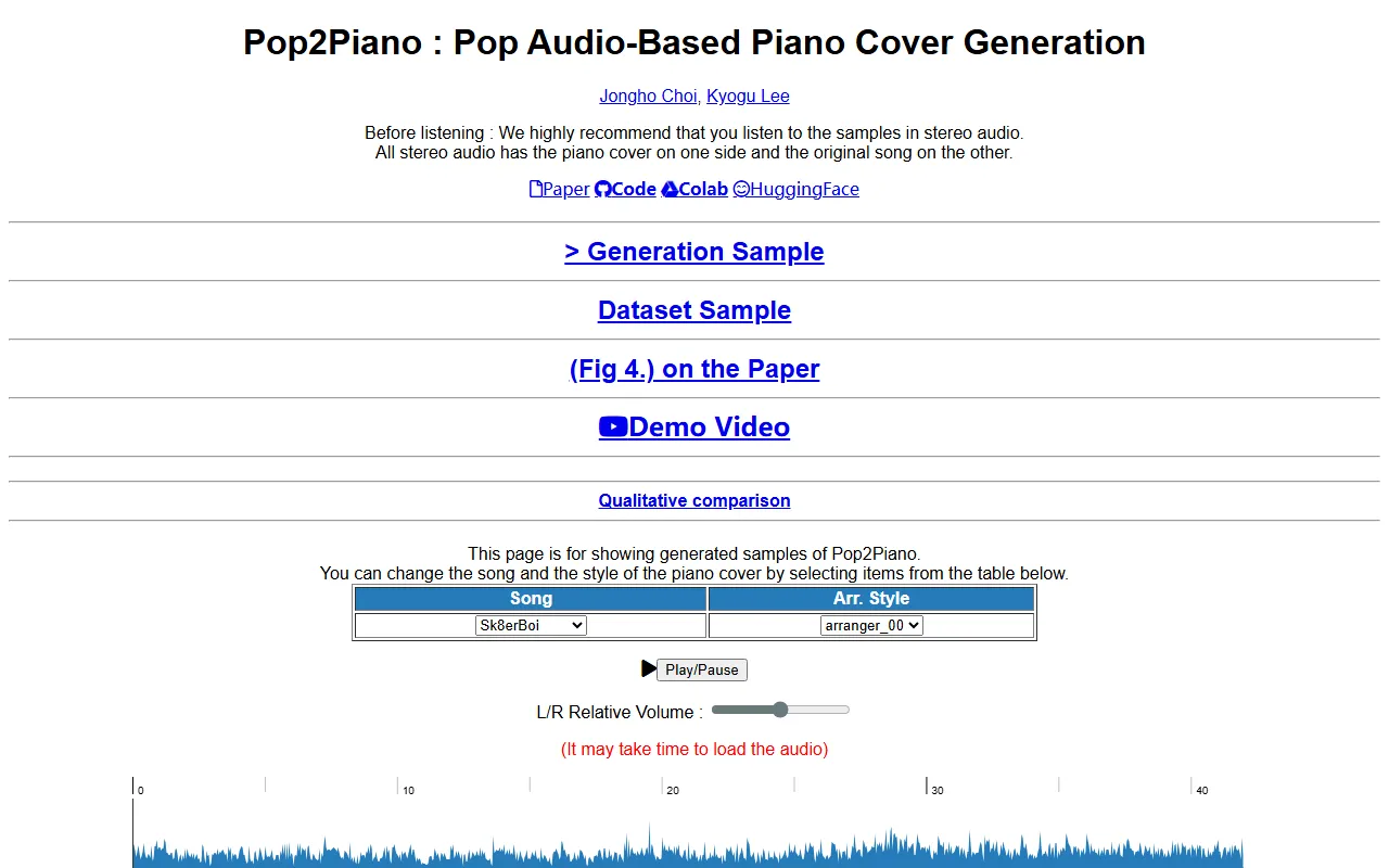 Pop2Piano screenshot