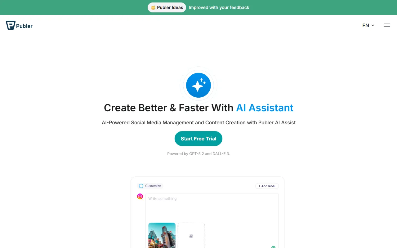 Publer AI Assist screenshot