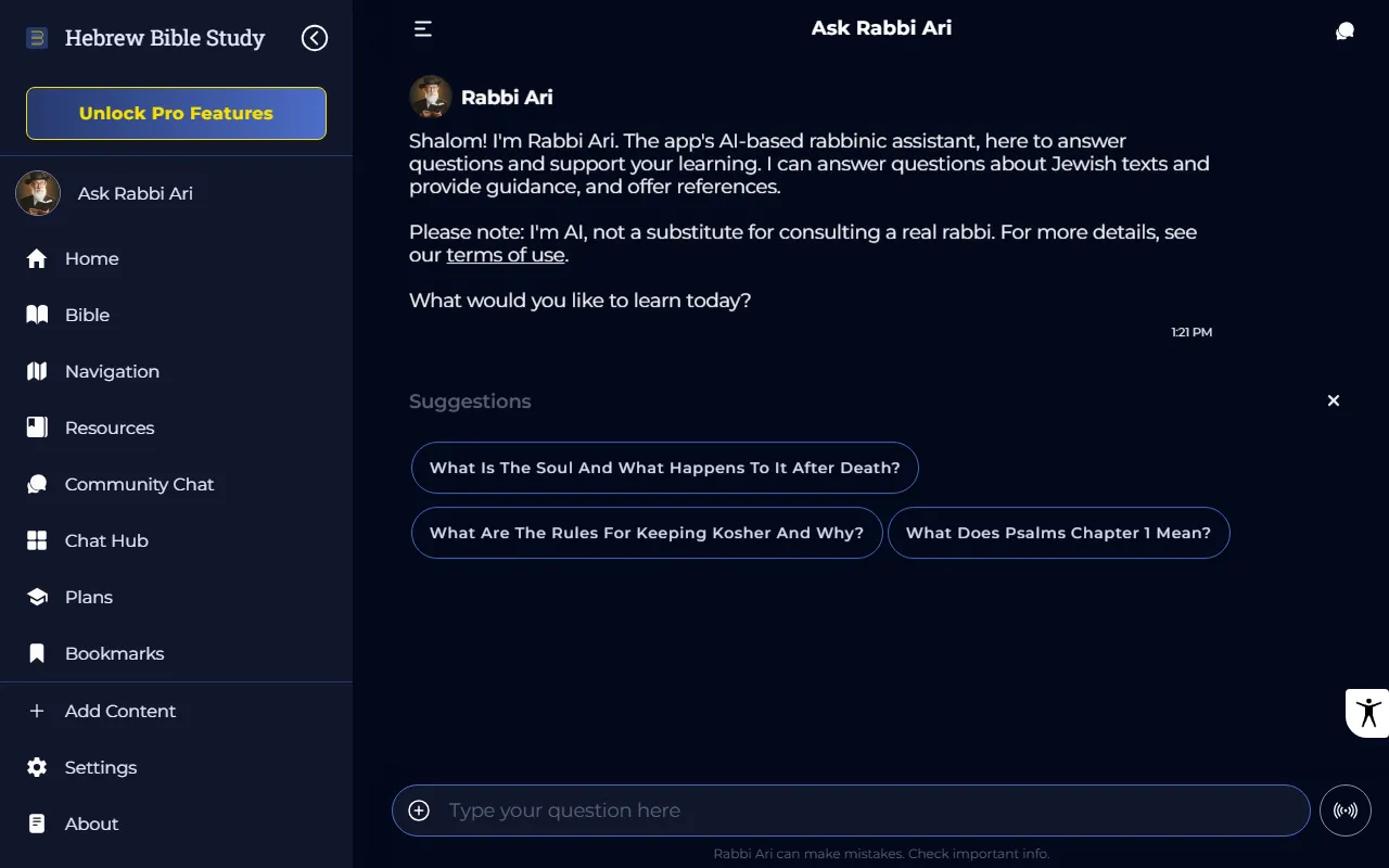 Rabbi AI screenshot