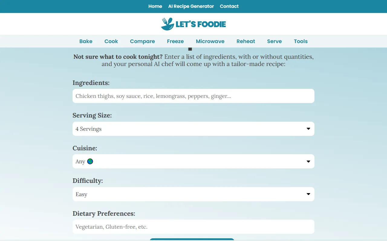 Recipes By AI screenshot