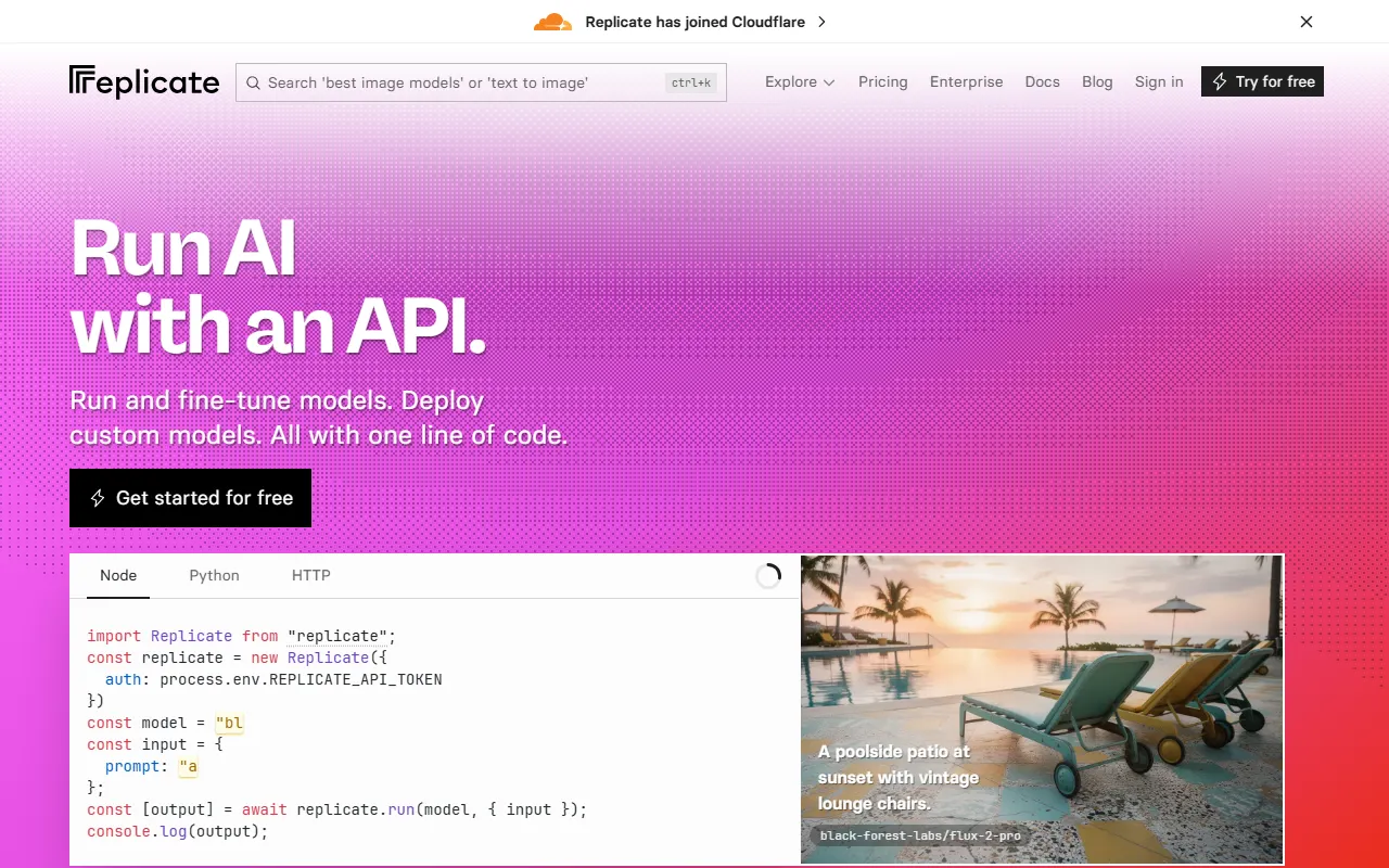 Replicate screenshot