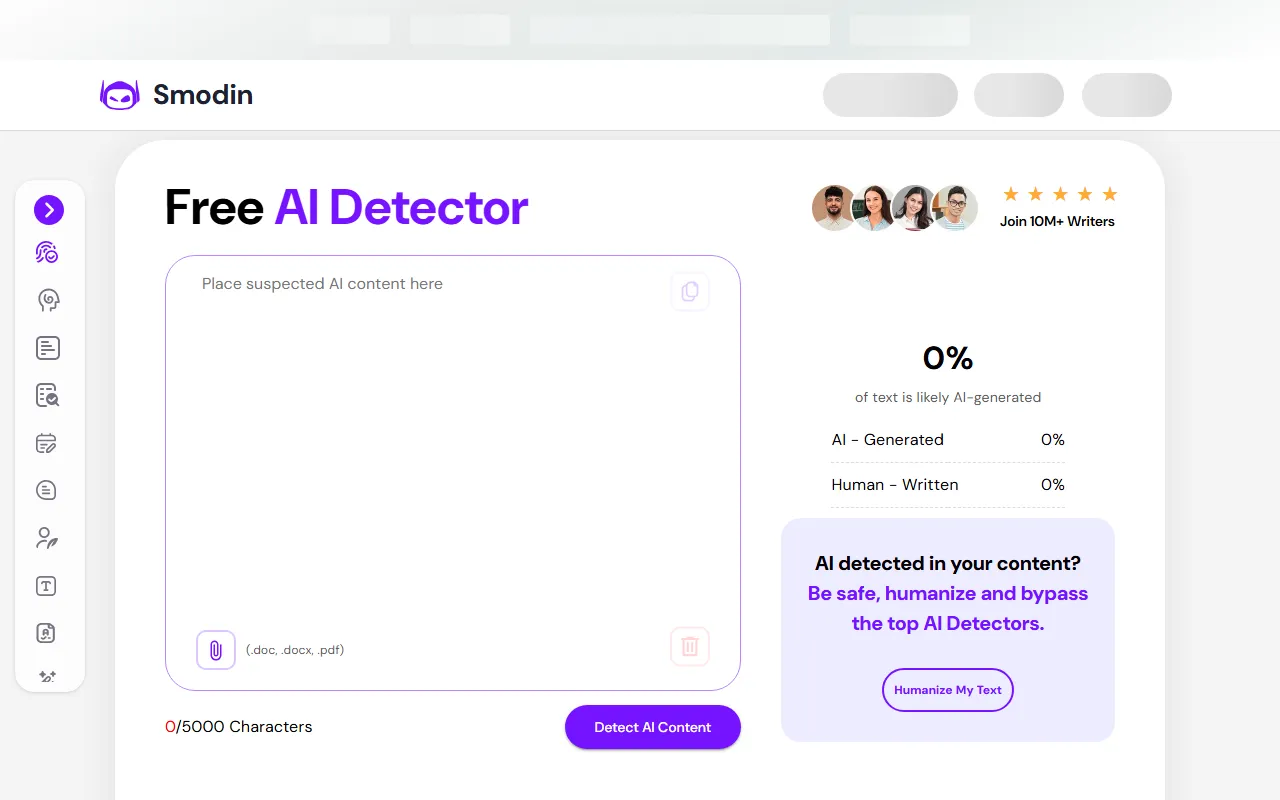 Smodin AI Content Detector screenshot