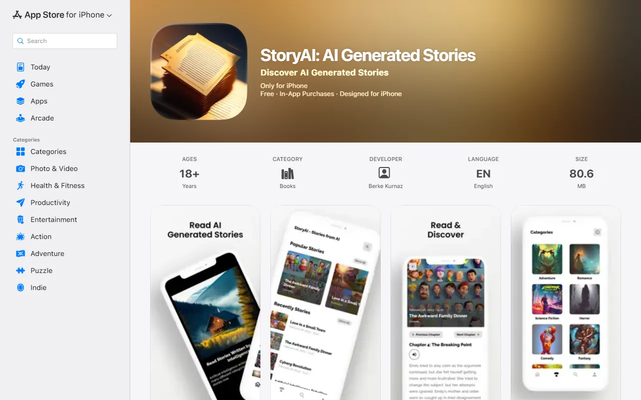 StoryAI: AI Generated Stories screenshot