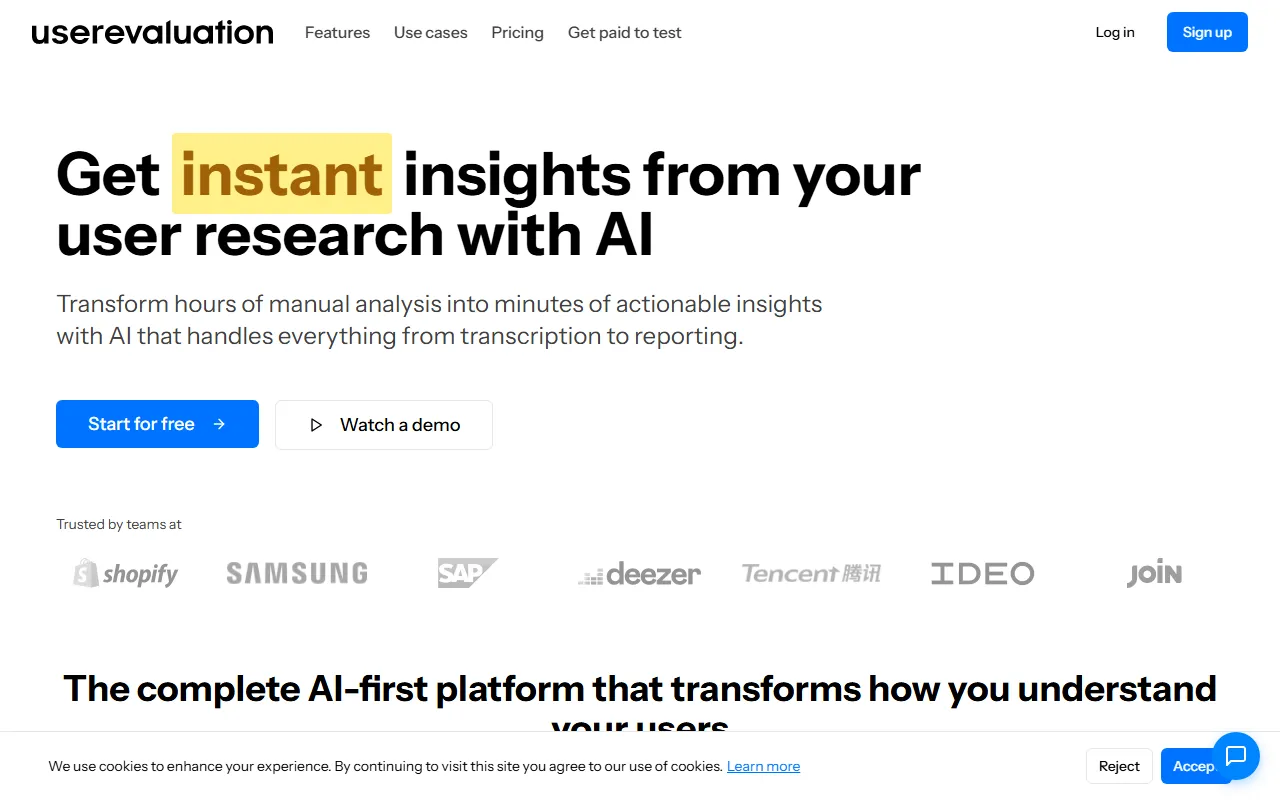 User Evaluation screenshot