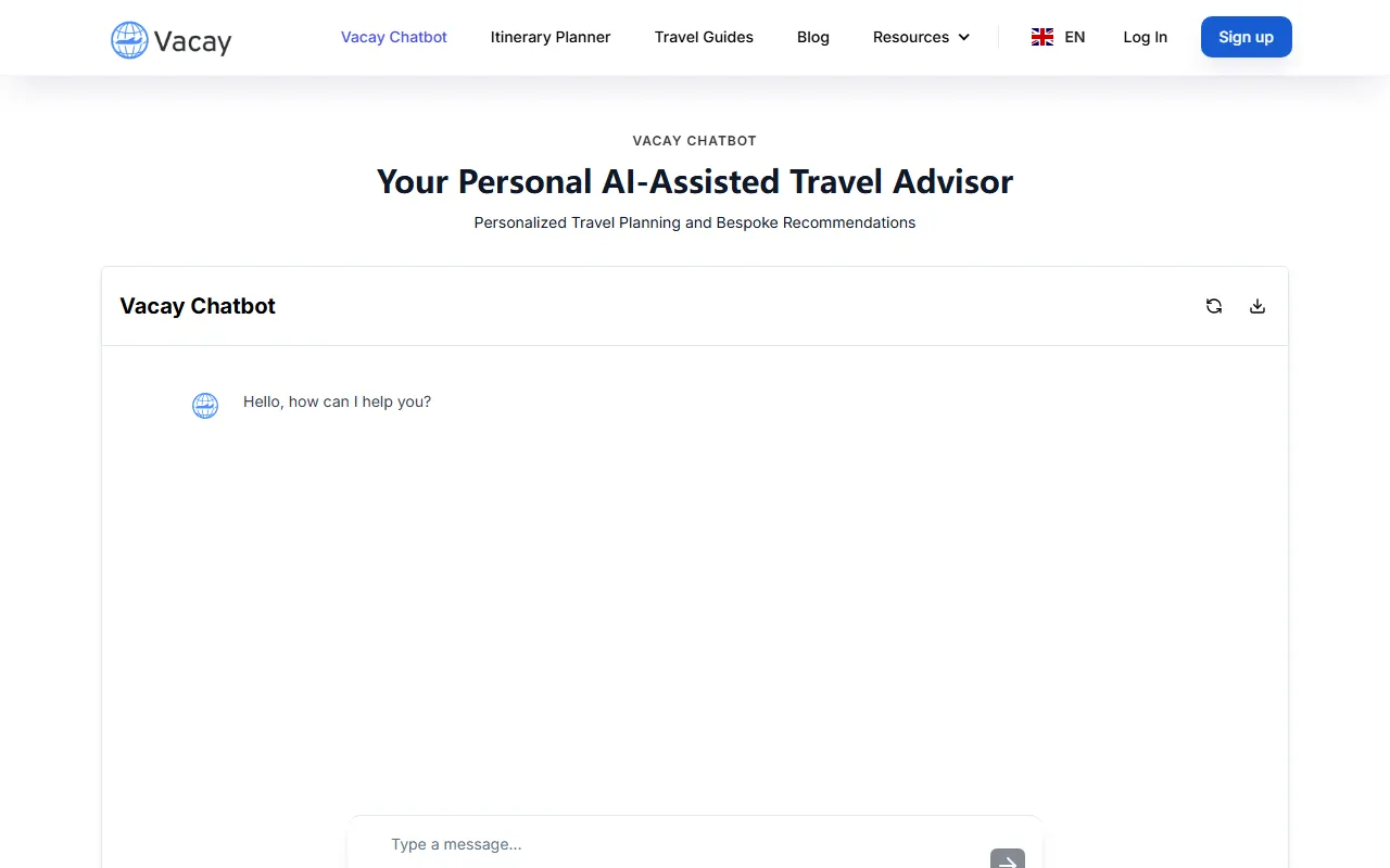 Vacation & Travel Chat (GPT) screenshot