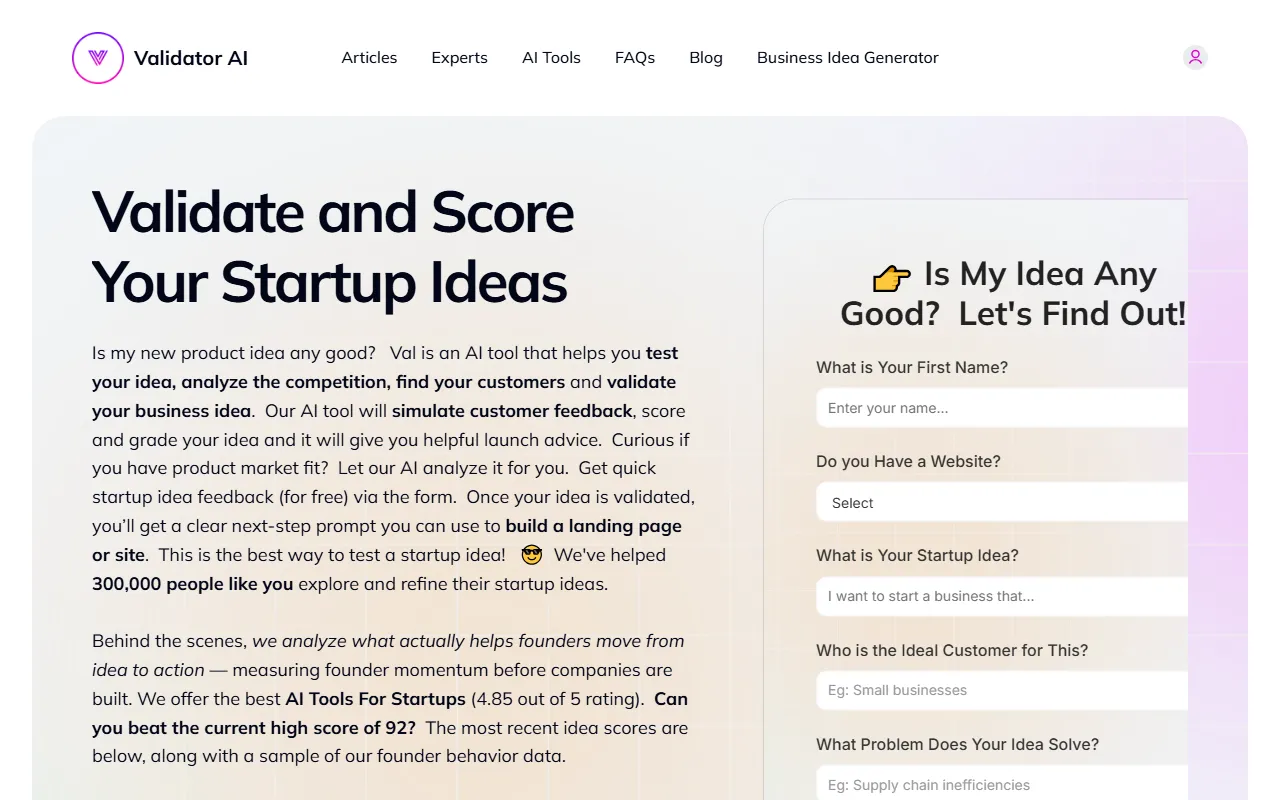 Validator AI screenshot