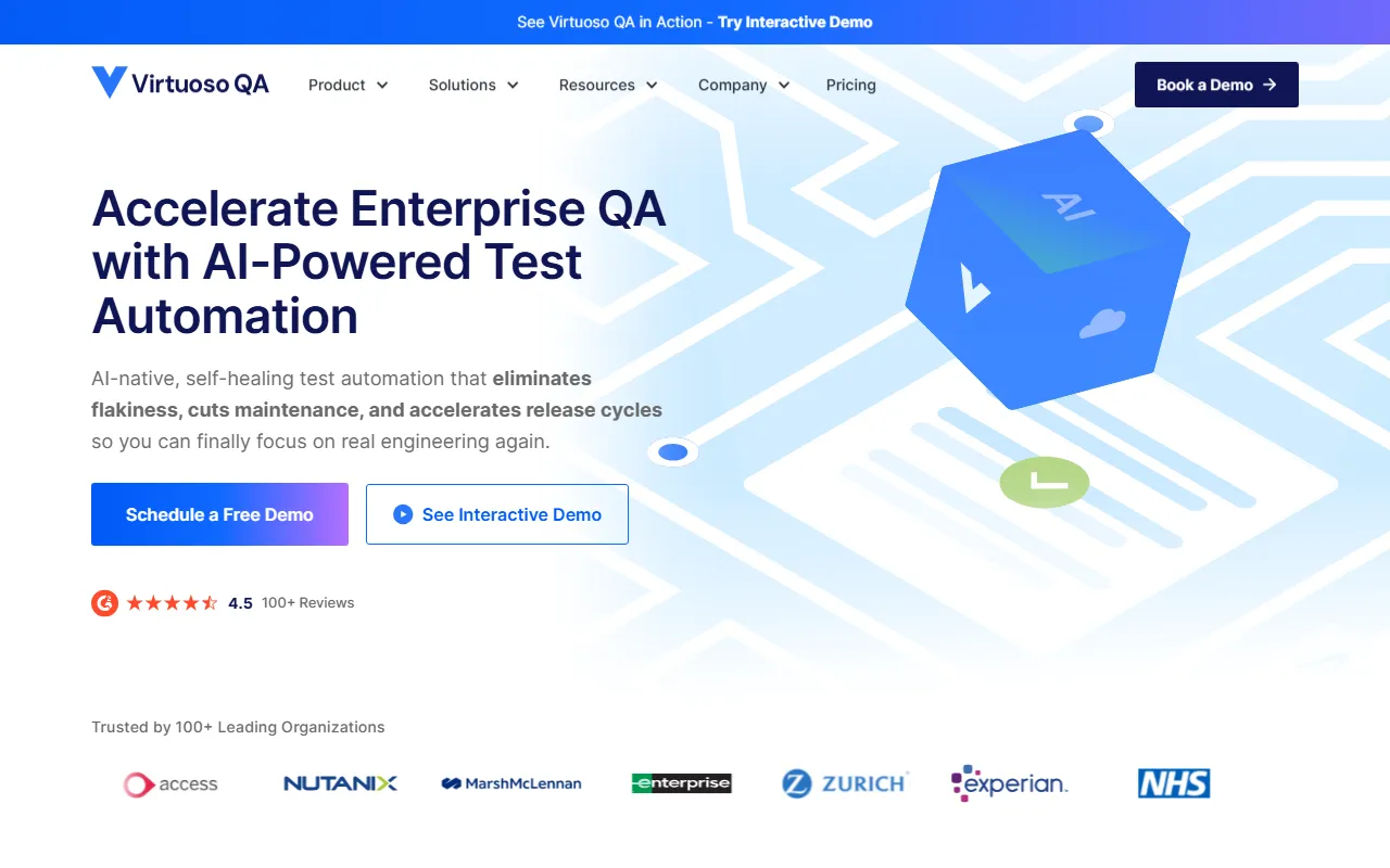 Virtuoso QA sites screenshot