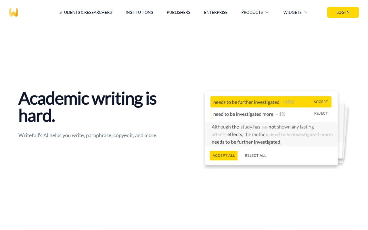 Writefull screenshot